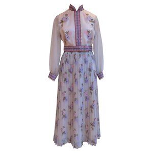 Alfred Shaheen Dress Hawaiian Vintage Pink Floral 1970s Size 12